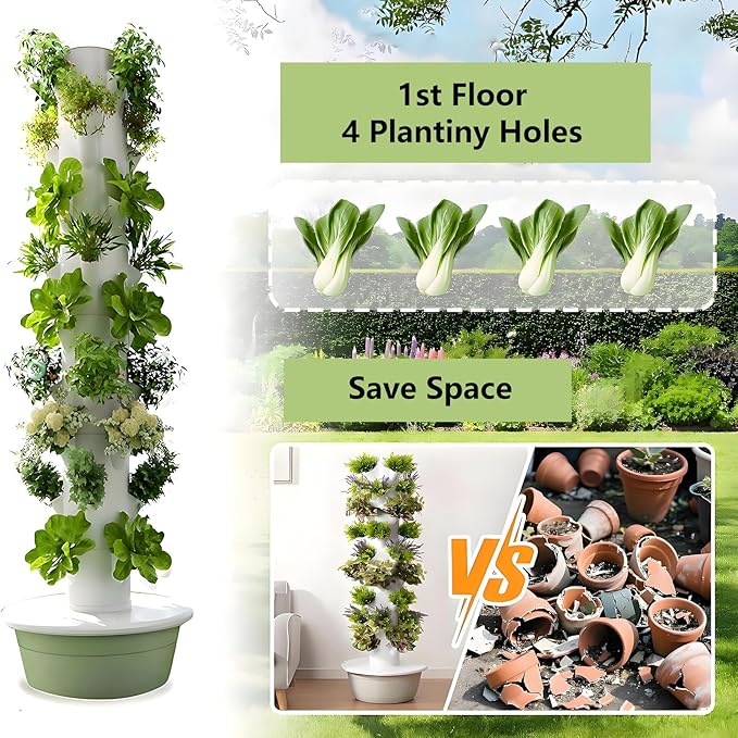 Hydroponics Growing Tower System with Plant Climbing Frame Plant Vertical Planter Germination Kit Indoor Smart Garden Vegetable Plant Kit for Gardening Lover 9Layer