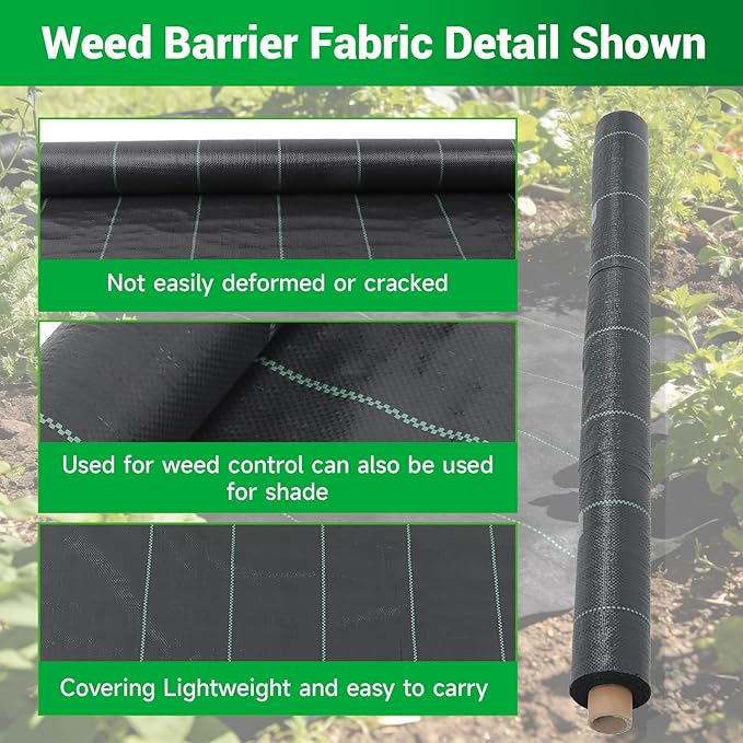 Weed Barrier Fabric Planting Cover - 6 x 300 FT Heavy Duty Landscape Fabric Ground Cover Block for Outdoor Planting
