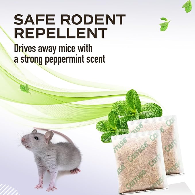 Mouse Rodent Repellent Peppermint Oils: Rate/Spiders/Moths/Ants/Roaches/Silverfish Deterrent - Squirrel Repellent - Car Engines/RV/Truck/Boat/Garage/Shed/Cabin - Indoor Mice Repellent Pouches