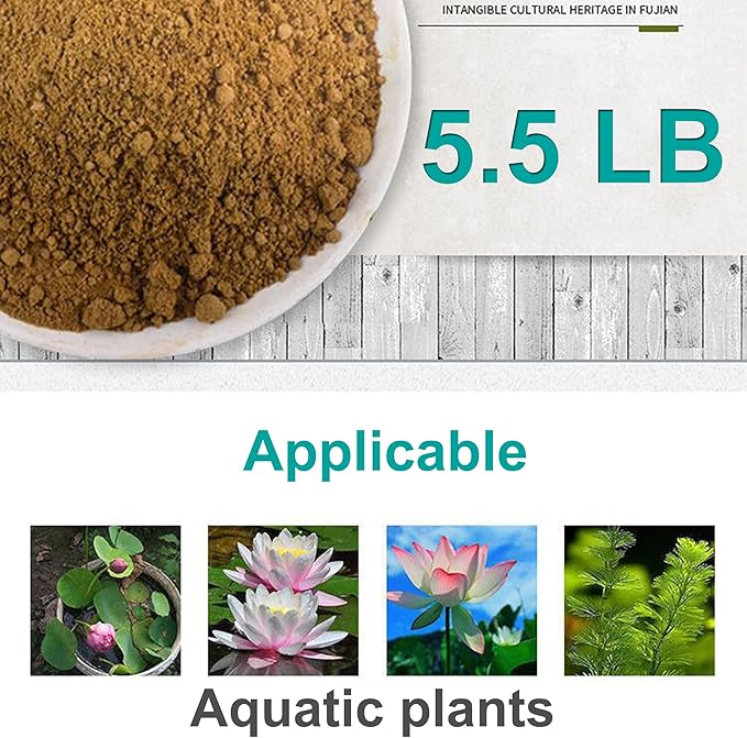 5.5 LBS Pond Plant Potting Media Nutrient-Rich Aquatic Soil for Water Gardens Supports Strong Root Growth