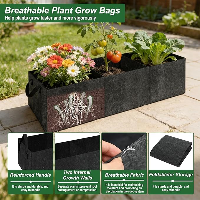 Cucumber Trellis with 46 Gallon Grows Bag 51x17x65Inch Squar Outdoor Indoor Greenhouse Tomato Cage Garden Trellis with Plant Support Clips for Climbing Plants Squash Vegetables Pumpkin Pea Grape