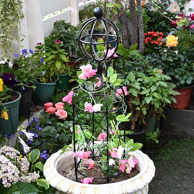 Garden Obelisk Trellis for Climbing Plants - 27.1 x 7.8 -Durable Metal Design Rust-Proof Ideal for Indoor &amp Outdoor Use Perfect for Roses Topiaries and Garden Decor