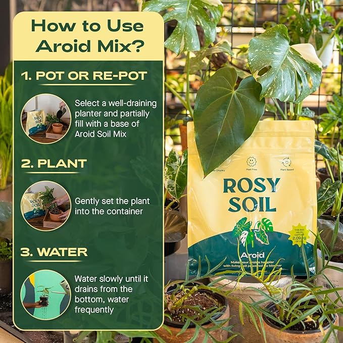 Rosy Soil Aroid (4qts) + Orchid Potting Soil (4qts) Bundle – Peat-Free Biochar-Powered Soil Mix for Aroids &amp Orchids – Superior Aeration Drainage &amp Root Health for Indoor Plants
