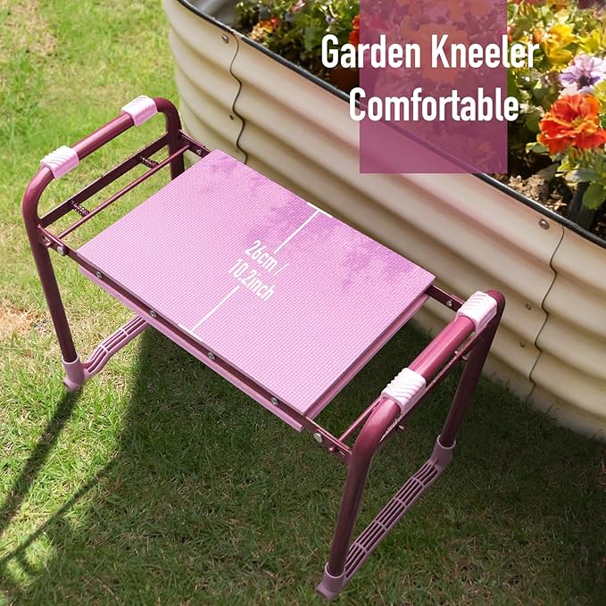 Folding Garden Stool and Kneeler Heavy Duty Garden Kneeler and Seat Kneeling Device for Gardening Gardeners and Seniors (Purple)