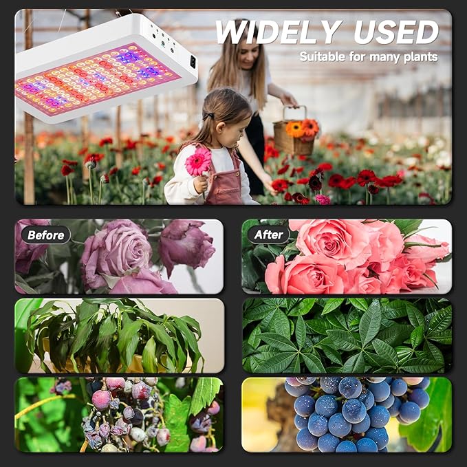 LED Grow Light Full Spectrum Plant Grow Light with Veg &amp Bloom Switch for Hydroponic Indoor Plants LED Grow Lamp with Daisy Chainwith Remote Control