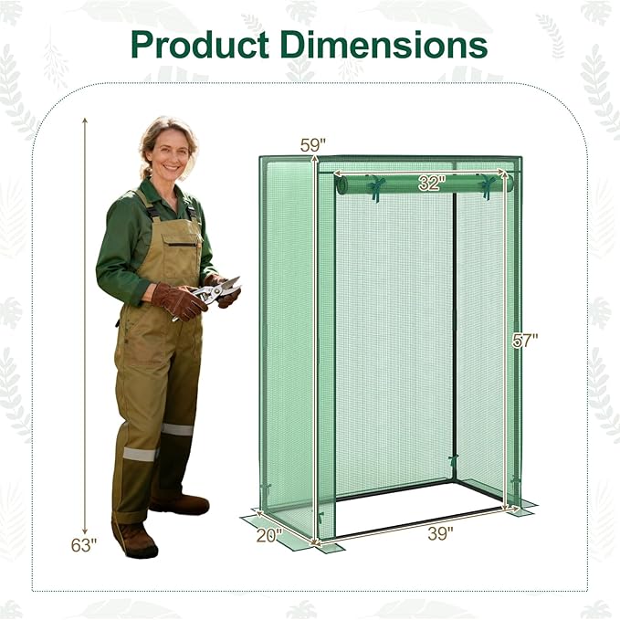 LDAILY Mini Greenhouse 39 x 20 x 59 Portable Gardening Green House with PE Cover Heavy Duty Metal Frame &amp Roll-Up Zipper Door Small Greenhouses for Outdoors Indoor Garden &amp Backyard