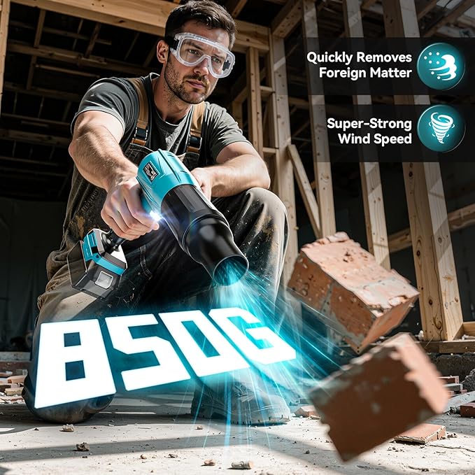 Leaf Blower Cordless Compatible with Makita 18V: 800000RPM Portable Dust Cleaner Electric Handheld Turbo Jet Blower Lightweight with Brushless Motor for Patio Cleaning Garden Lawn Care (No Battery)