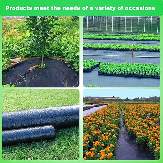 5.8oz Heavy Duty Weed Barrier Landscape Fabric Premium Durable Weed Blocker Cover Black Ultra Thick Mulch for Landscaping Outdoor Gardening Weed Control Mat 4ft x300ft