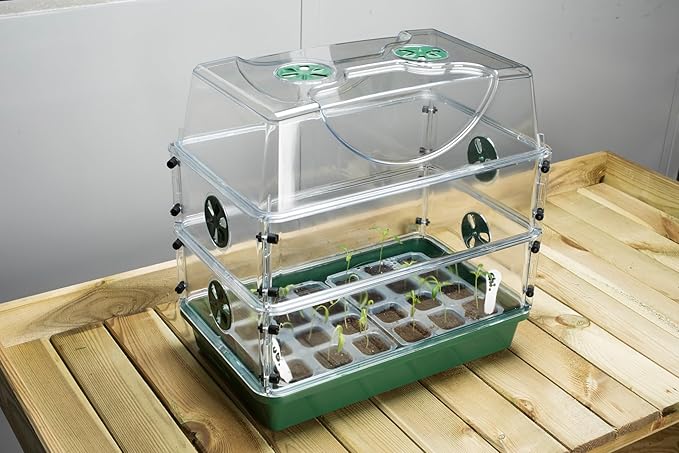 Medium EarlyGrow Seed and Herb Domed Propagator with 2 Vented Side Height Extensions and Security Clip Set