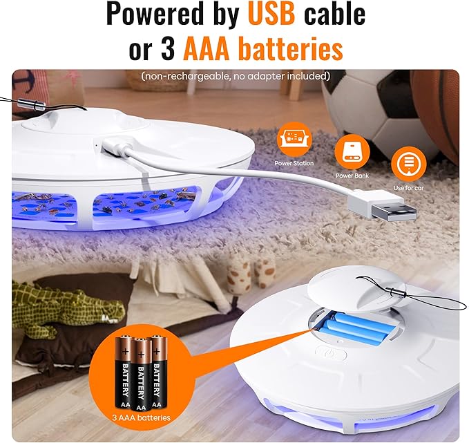 Mosalogic Electric Flea Trap and Killer for Inside Your Home Indoor Fly Light Trap-Natural and Child-Friendly Indoor Flea Control Solution for Home &amp Garage with 5 Glue Disc Refills