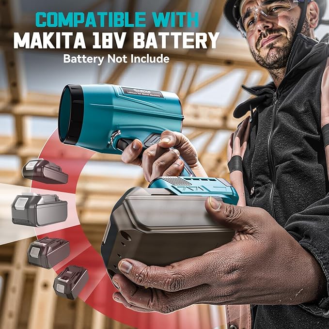 Leaf Blower Cordless Compatible with Makita 18V: 800000RPM Portable Dust Cleaner Electric Handheld Turbo Jet Blower Lightweight with Brushless Motor for Patio Cleaning Garden Lawn Care (No Battery)