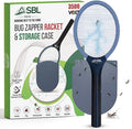 Electric Fly Swatter Racket Electric Mosquito Swatter Bug Zapper Racket Electric Fly Bat with Patented Wall Case Gray Black (1 Pack)