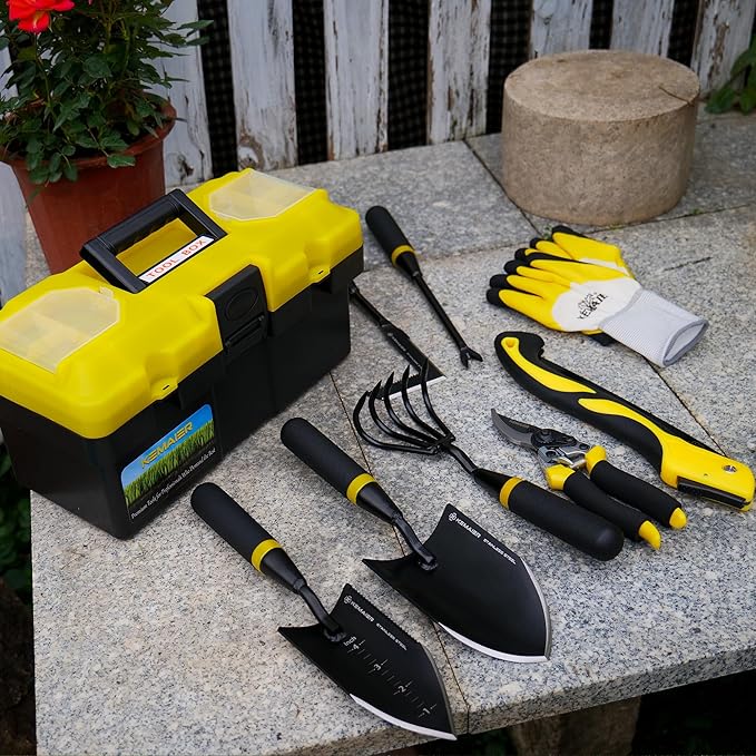 7 - Piece Gardening Tools Set Stainless Steel Gardening Tools Heavy - duty Hand Gardening Tools with a Toolbox Suitable for Gardening Planting and Weeding Gardening Gifts for Women and Men