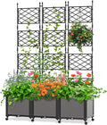 DoCred 63 H Raised Garden Bed Planter Box with Trellis Floorstanding Vertical Horticulture Planter Box Tomato Cage with Wheels for Vine Climbing Plants Flowers Herbs