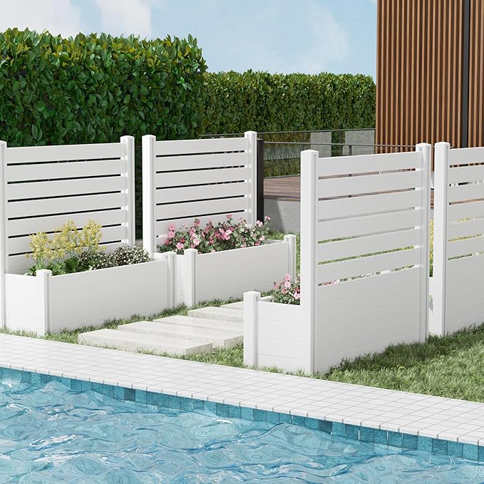 Casaphoria Raised Garden Bed with Trellis 47x47x16 Planter Box with Open Bottom for Gardening Vegetables &amp Vines and Climbing Plants White