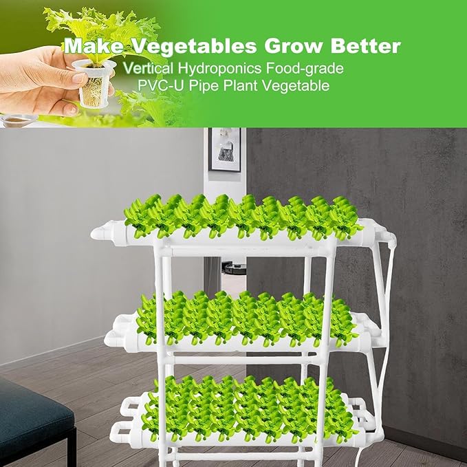 Hydroponics Growing System Kit Aquaponics Growing System3 Layers/108 Sites Food PVC Pipes Planting Vegetables Garden Tools for VegetablesFruitsPlant(Upgraded Version)