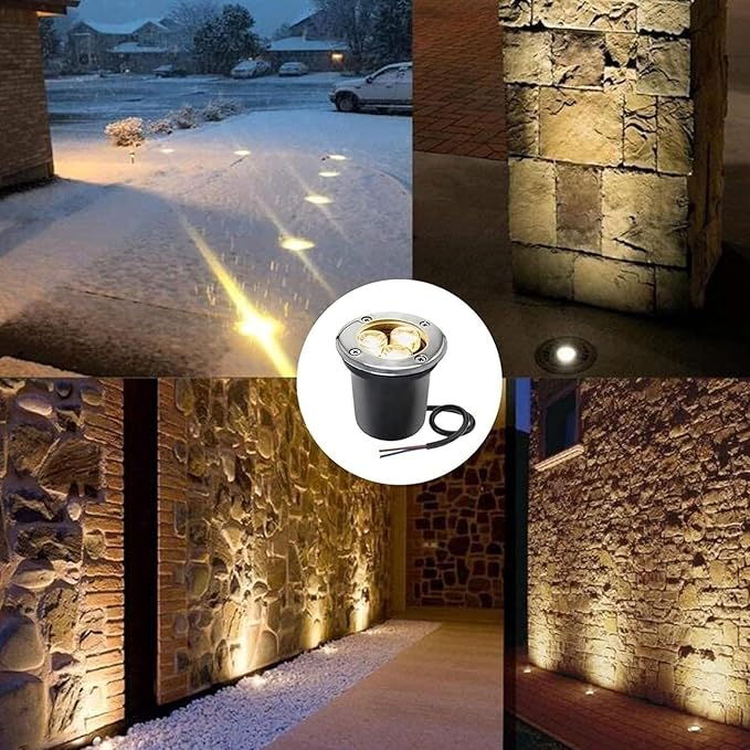 6 Pack Outdoor LED Flood Light - 3W Ground Landscape Spotlights IP67 Waterproof Outdoor Buried Lights Recessed LED Spot Lights for Paving Patio Step Garden Lawn(Blue3W-12V)