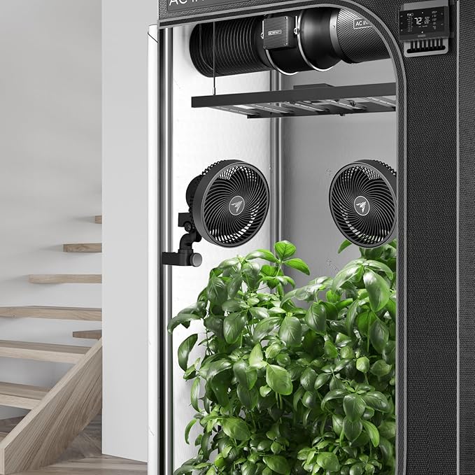 AC Infinity CLOUDRAY S6 2-Pack Grow Tent Clip Fan 6” with Redesigned Long-Life EC Motor Custom 10 Dynamic Wind Speeds and 10-Level Oscillation for Hydroponics Circulation Cooling 2-Count