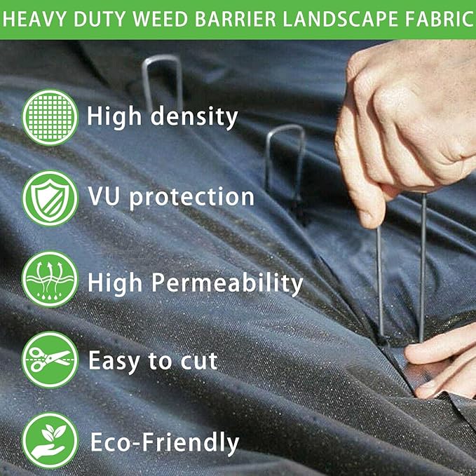 8ft x100ft Pro Black Weed Barrier 6oz Premium Landscape Fabric-Heavy Duty Woven Ground Cloth with Superior Permeability Weed Control Convenient Design
