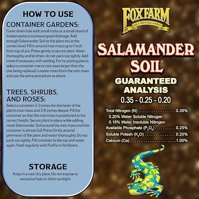 FoxFarm Salamander Soil Potting Mix 1.5cu ft - Watering Holding Properties Made for Plants and Cuttings Indoor/Outdoor Cultivation - Reduces Frequent Waterings