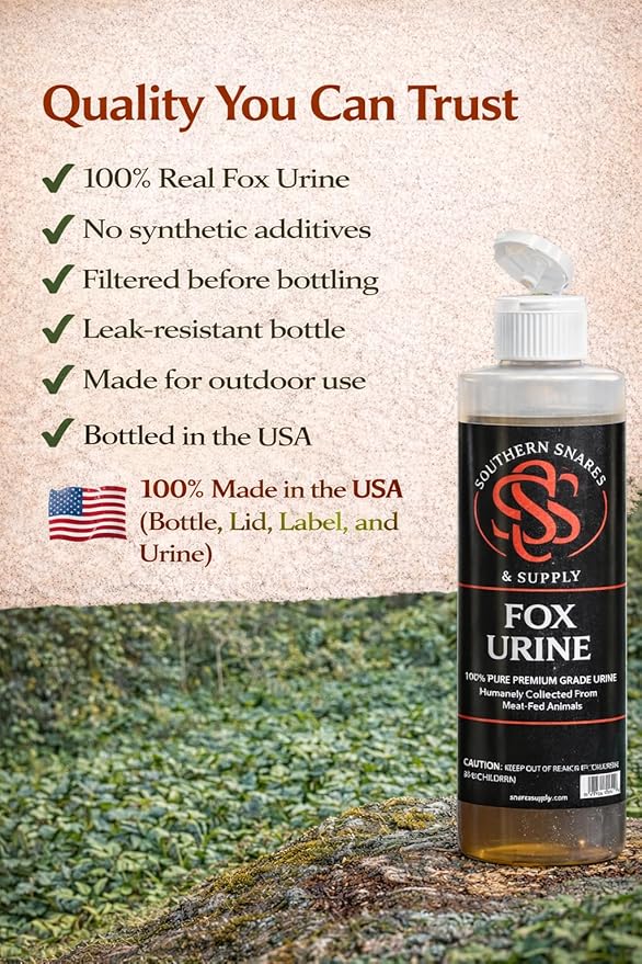 Fox Urine Southern Snares Pure 16 oz Red Fox Urine Predator Urine Animal Repellent Fox Pee Trapping Lure