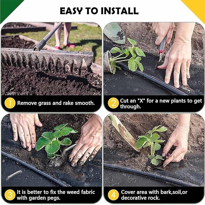 Weed Control Film Geotextile Fabric Weed Control Membrane for Ground Cover Weed Control Cloth Landscaping(1.22x91m/4x300ft)