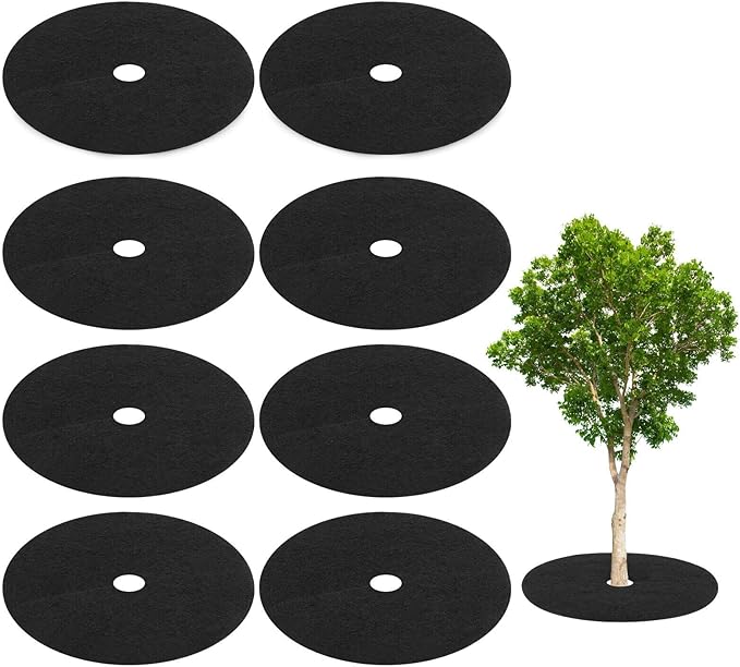 Home and Garden Parts 8 Pack Tree Cover Ring 32.2 Inch Tree Protector Apply to Weed Fabric Black #CN/251024/11953