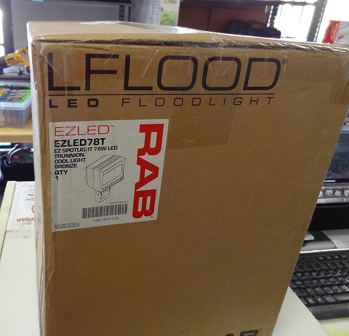 RAB EZLED78T - 78 Watt - LED Spotlight - 5000K Stark White - 120/208/240/277 Volt - Bronze Finish