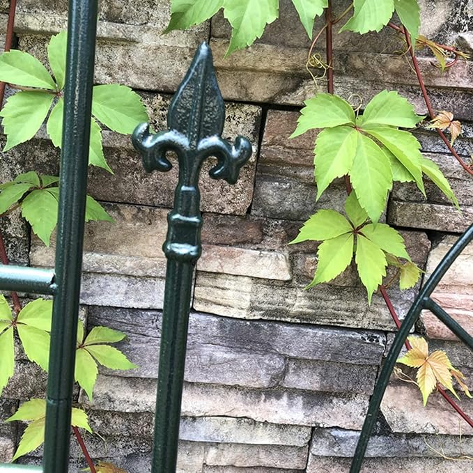 Outdoor Metal Garden Trellis for Plant Climbing Vines and Flowers Stands 230×60cm/90.5x23.6 Rustproof Arched Fence Lattice Decoration Vintage Distressed Style(Color:Dark Green)
