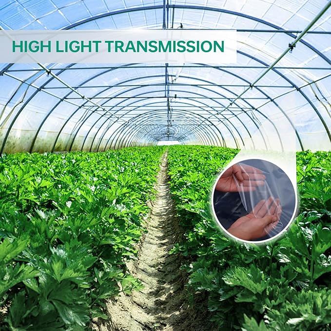 10x26ft Clear Greenhouse Film 6 Mil Heavy Duty Covering with Anti-Drip &amp Anti-Aging 90% Light Transmission Tear-Resistant for DIY Gardening Agriculture and Outdoor Use