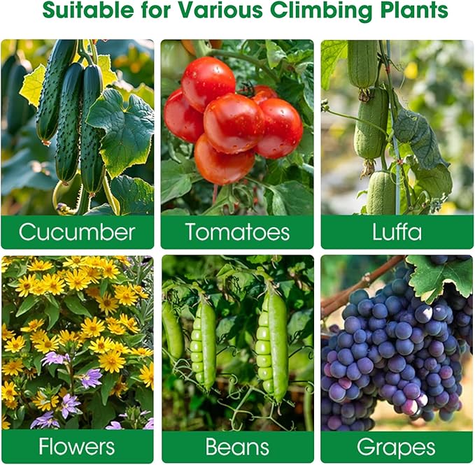 Cucumber Trellis for Raised Bed and Garden 47 H x 31 W U-Shaped Metal Garden Trellis for Climbing Plants with Nylon Netting Vegetable Support Frame