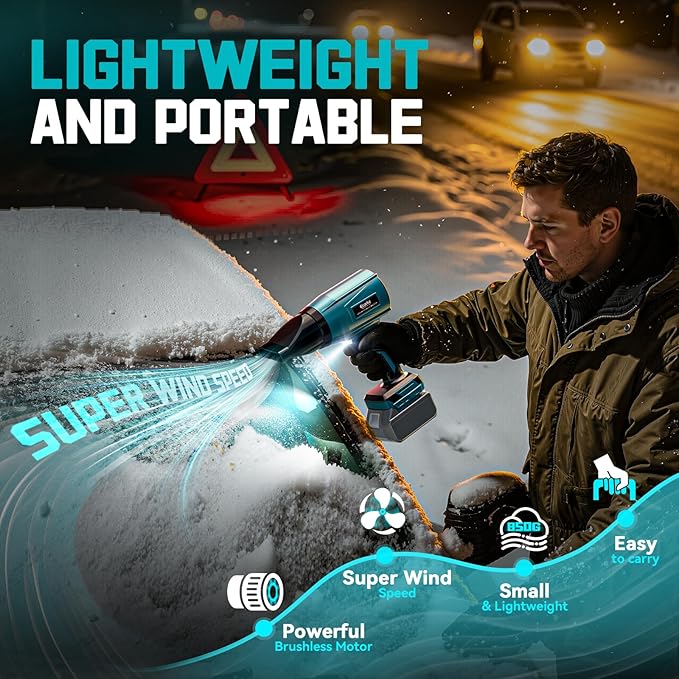 Leaf Blower Cordless Compatible with Makita 18V: 800000RPM Portable Dust Cleaner Electric Handheld Turbo Jet Blower Lightweight with Brushless Motor for Patio Cleaning Garden Lawn Care (No Battery)