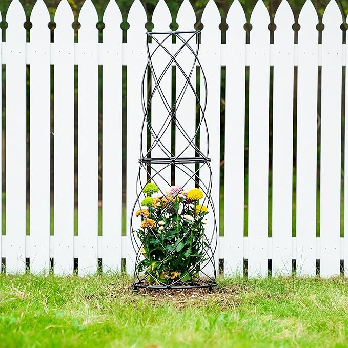 35-Inch Metal Garden Obelisk Trellis for Indoor &amp Outdoor Plants – Durable Weather-Resistant Support for Climbing Vines Roses and Flowering Bushes – Decorative Potted Plant Structure
