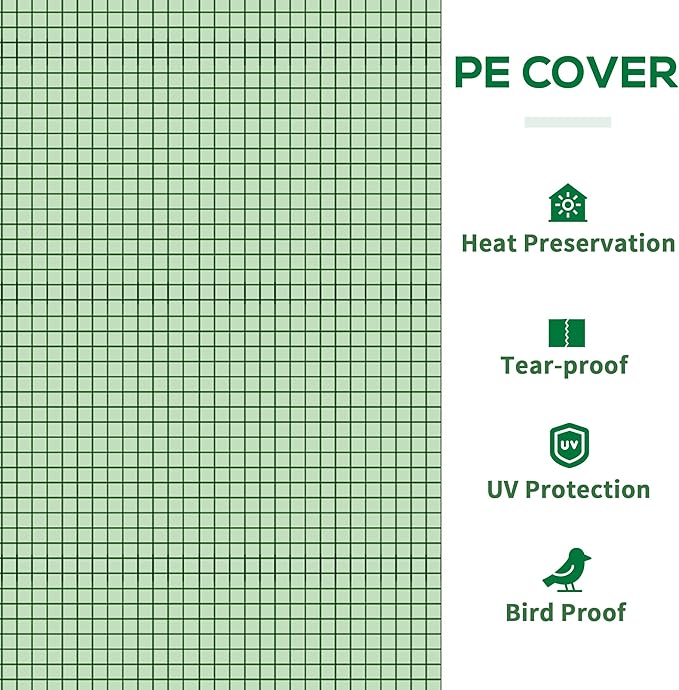 Outsunny 10' x 3' x 2.5' Mini Greenhouse Portable Tunnel Green House with Roll-Up Zippered Doors UV Waterproof Cover Steel Frame Green