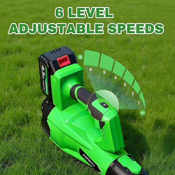 Leaf Blower 21V Cordless Blower with 2 x 4.5Ah Batteries and 1 Hour Fast Charger Lightweight Leaf Blower for Patio Cleaning Lawn Care Blowing Fallen Leaves and Dust etc.