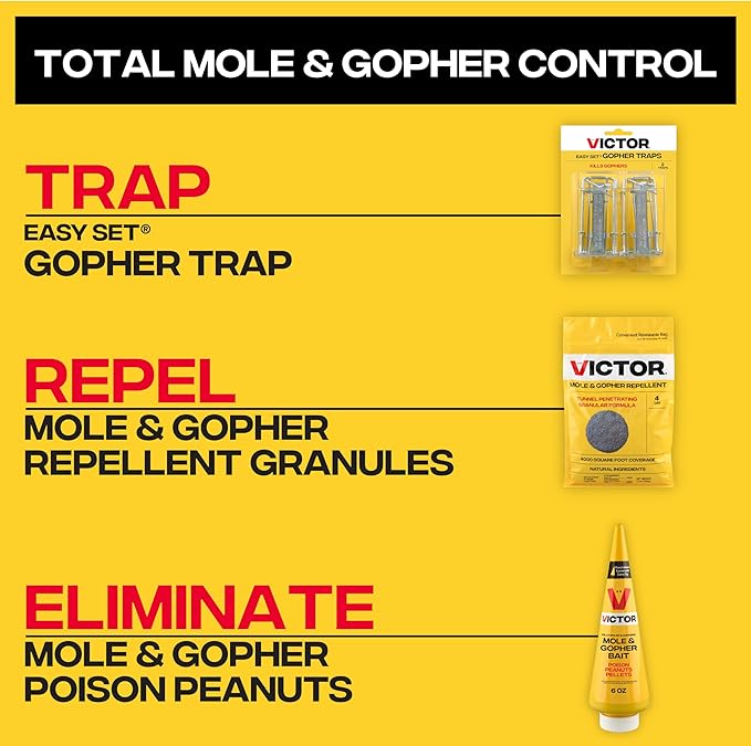 Victor M6006 Outdoor Mole &amp Gopher Poison Peanuts Mole and Gopher Killer Bait 4 Pack