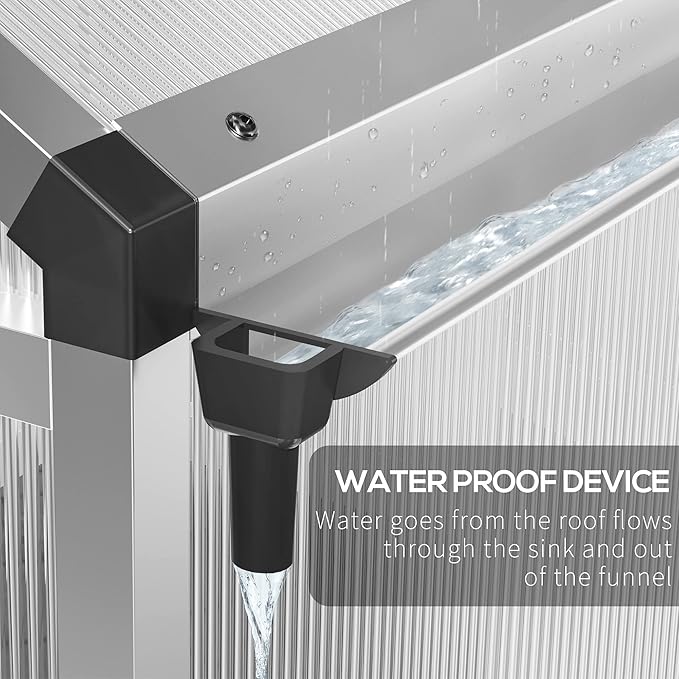 Outsunny 4' x 6' Greenhouse for Outdoors Polycarbonate Greenhouse with Rain Gutter and Roof Vent Aluminum Walk-in Green Houses for Outside Patio Backyard Garden