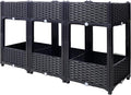 Planter Raised Beds - Elevated Garden Box with Drainage 47.2x15.7x27.7 Black for Vegetables Flowers Herbs