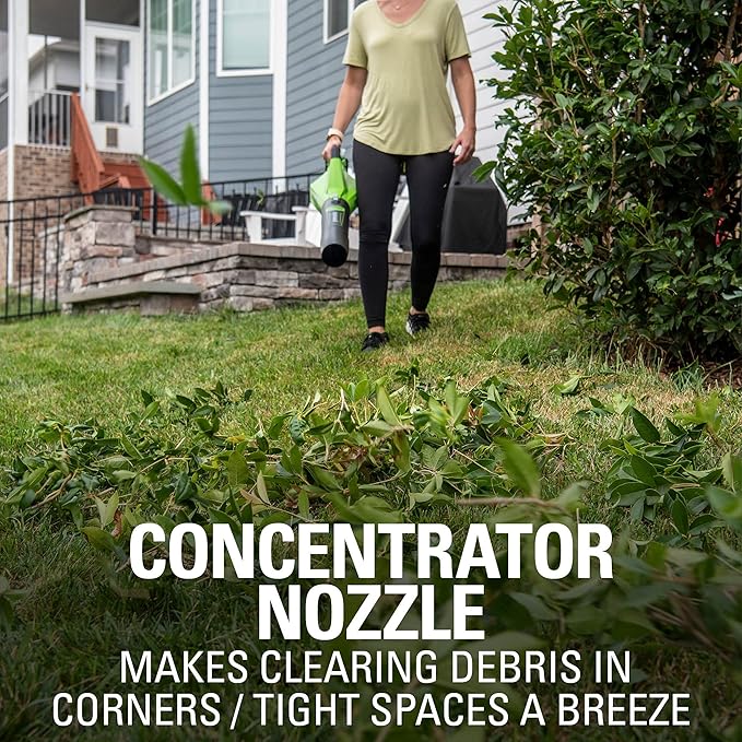 Greenworks 40V (120 MPH / 450 CFM / 75+ Compatible Tools) Cordless Axial Leaf Blower 4.0Ah Battery and Charger Included
