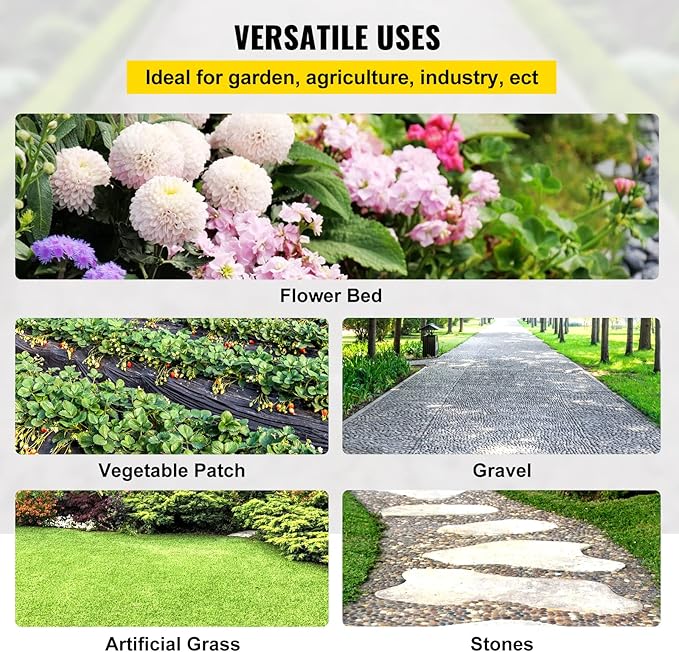 Happybuy 6FTx300FT Premium Weed Barrier Landscape Fabric Heavy Duty 3OZ Woven Weed Control Fabric Good Permeability for Weed Block Gardening Mat Driveway Fabric Landscaping Fabric Ground Cover