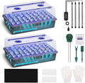 Seed Starter Tray with Grow Light 2 Pack 120 Cells Seedling Tray Kit with 3-in-1 Soil Moisture Meter Indoor Seedling Starter Tray for Plant Germination Seeds Growing
