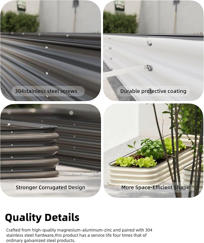 DaisyVibe Raised Garden Bed Kit Planter Raised Garden Boxes Outdoor Oval Large Metal Raised Garden Beds for Vegetables Flowers (Green 6.5ftx2ftx1ft)