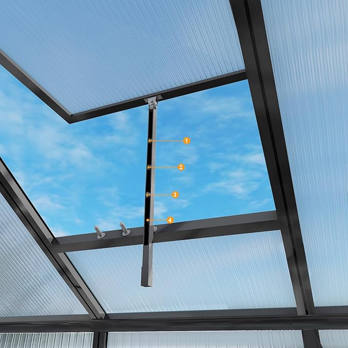 104in High 10x12FT Greenhouse for Outdoors Polycarbonate Greenhouses with Stronger Wind Protection and Roof Vent Walk-in Large Aluminum Winter-Proof Sunroom Black