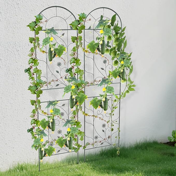 2 Pcs Metal Garden Trellis 20x83 Inch Tall Trellis for Climbing Plants Outdoor Grape Cucumber Trellis Decorative Flower Climbing Fences for Patio Lawn (Green)