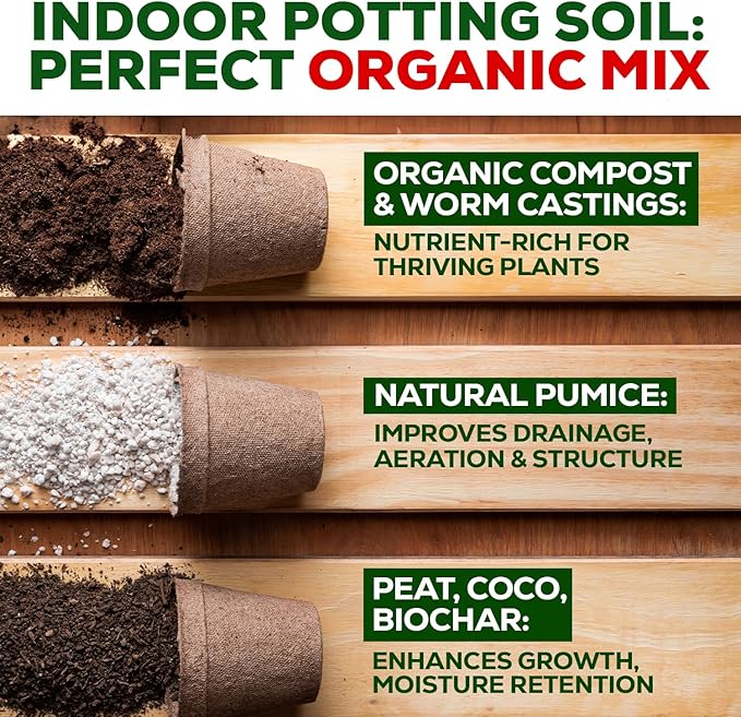 Organic Potting Soil for Indoor Plants. Boost House Plant Growth for Monstera Fiddle Leaf Money Tree Pothos Snake Plant Aroid Flowers Herbs Veggies &amp More Smart Grower 3 LB Ready to Plan
