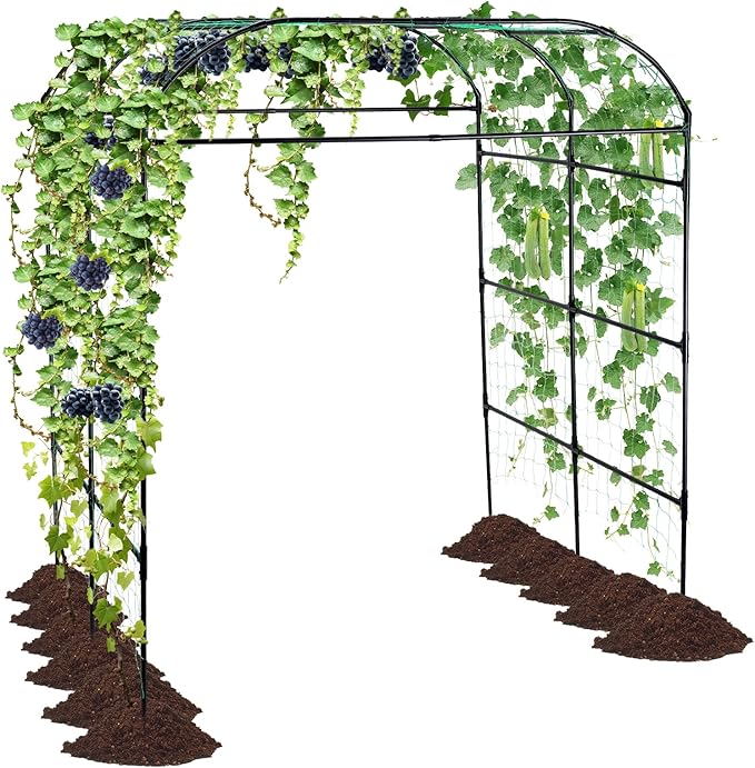 Garden Arch Trellis for Climbing Plants Outdoor Grape Vine Tomato Bean U Frame Plant Vegetable Support Cucumber Pergola for Backyard Black
