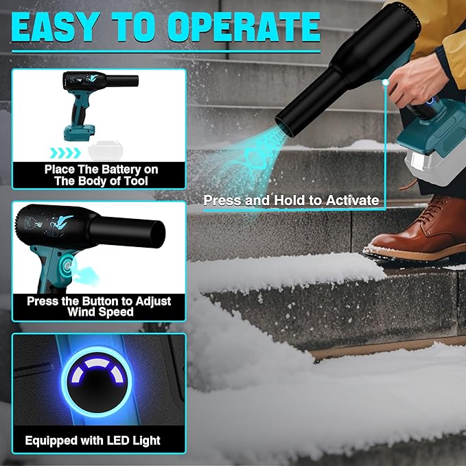 Jet Dry Mini Blower for Makita 18V Battery | 500W Compressed Air Duster | 400g Wind Speed | 3 Adjustable Speeds | Electric Cordless Air Blower for PC Keyboard Electronics Cleaning