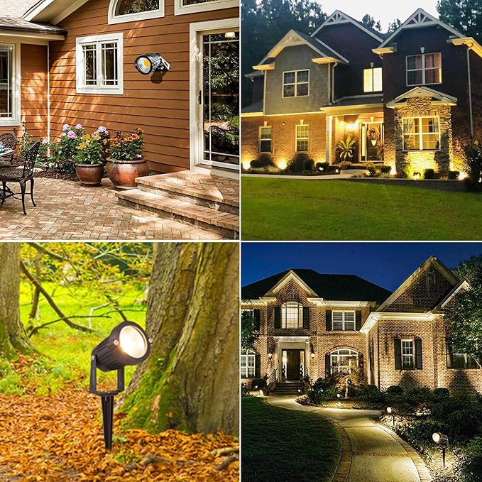 ZUCKEO Low Voltage Landscape Lights LED Landscape Lighting 5W 12V Garden Pathway Lights Waterproof Warm White Walls Trees Flags Outdoor Landscape Spotlights with Stakes (8 Pack)