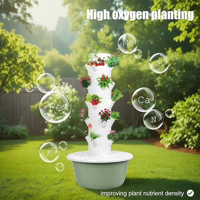 20/28 Holes Hydroponic Growing System Kit Hydroponic Garden Tower with Pump System 5/7 Layers Indoor Vertical Hydroponic Garden Tower for Herbs Fruits and Vegetables-*