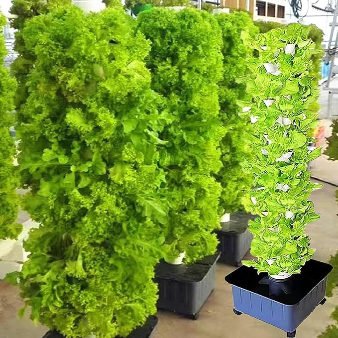 AMNOOL Garden hydroponic Planting System Vertical Tower Vegetable Plant Tower Gift for Gardening Lovers 15 Layers 45 Holes